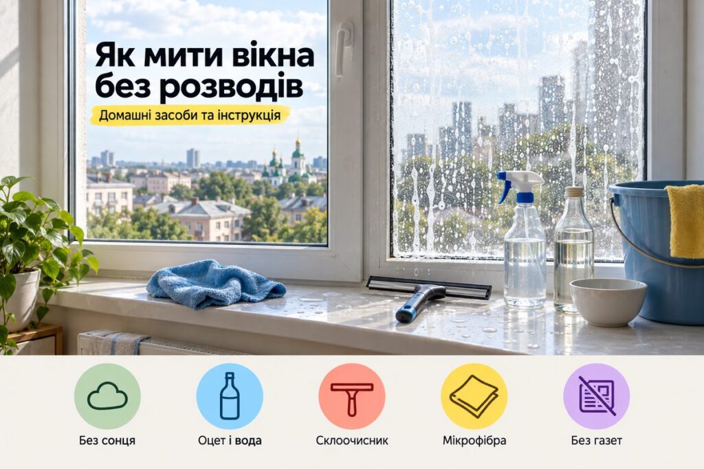 Як мити вікна без розводів: домашні засоби та інструкція - обкладинка статті kiev-city.com.ua