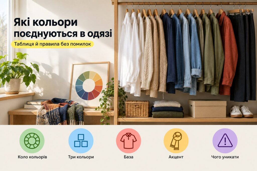 Які кольори поєднуються в одязі: таблиця й правила - обкладинка статті kiev-city.com.ua