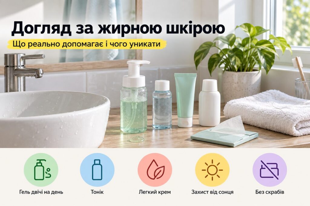Як доглядати за жирною шкірою обличчя: догляд і засоби Як доглядати за жирною шкірою обличчя: догляд і засоби - обкладинка статті kiev-city.com.ua