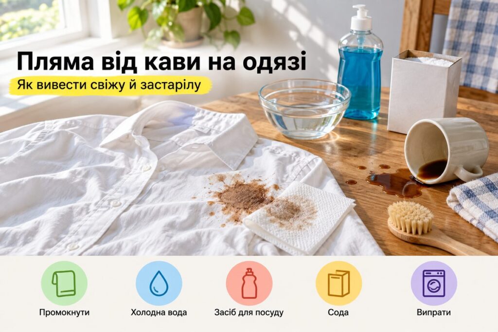 Як вивести пляму від кави з одягу: свіжу й застарілу Як вивести пляму від кави з одягу: свіжу й застарілу - обкладинка статті kiev-city.com.ua