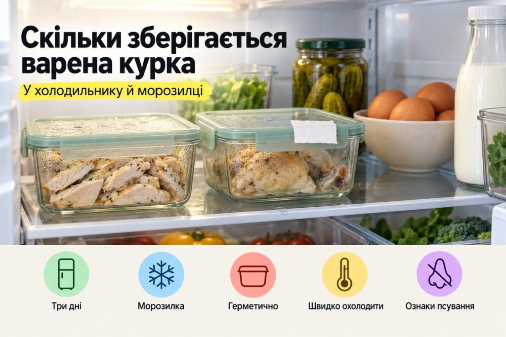 Скільки зберігається варена курка в холодильнику - обкладинка статті kiev-city.com.ua