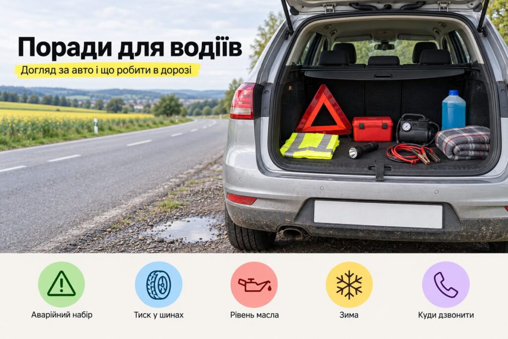 Поради для водіїв: догляд за авто і що робити в дорозі - обкладинка статті kiev-city.com.ua