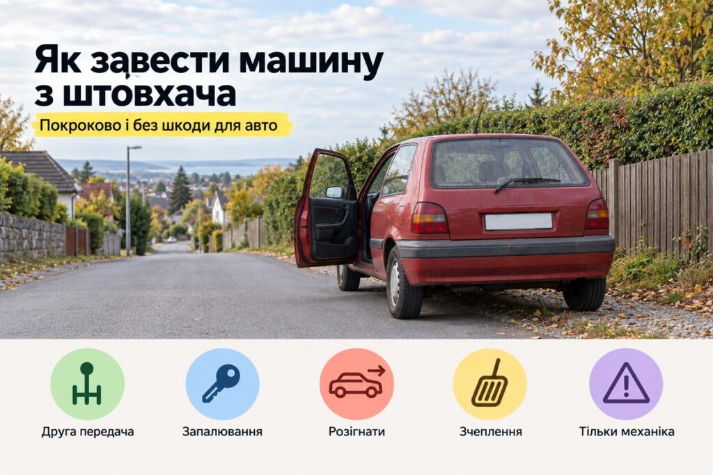Хетчбек з відчиненими дверима на спуску: обкладинка статті про запуск авто з штовхача