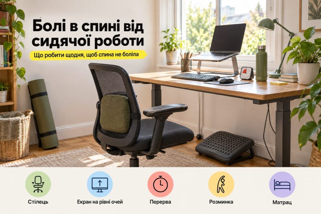 Болі в спині від сидячої роботи: що робити Болі в спині від сидячої роботи: що робити - обкладинка статті kiev-city.com.ua