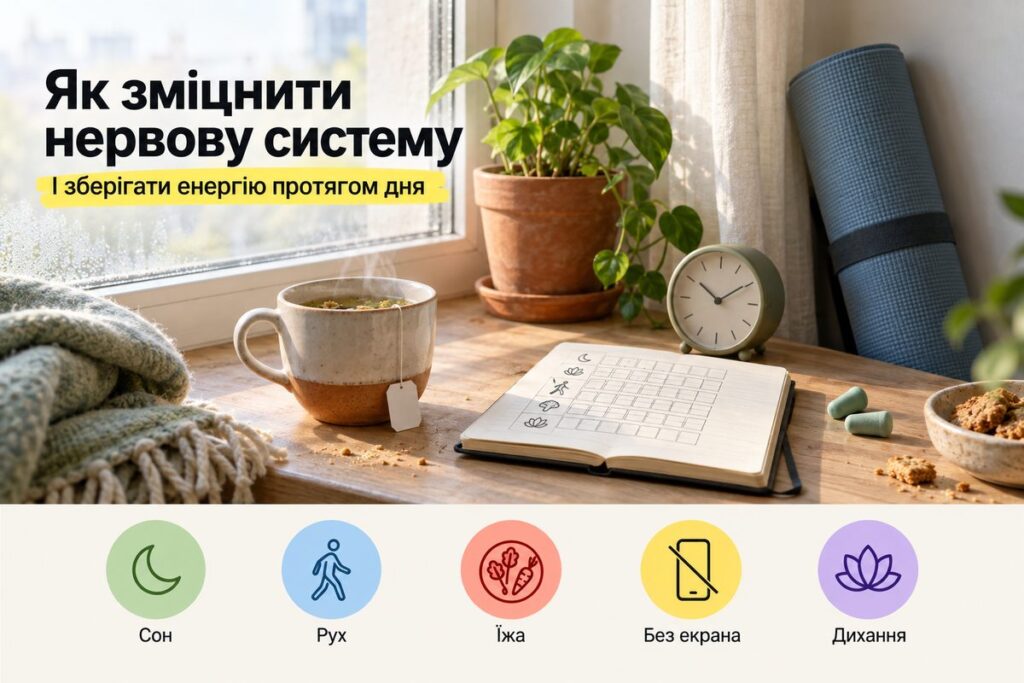 Як зміцнити нервову систему та зберігати енергію Як зміцнити нервову систему та зберігати енергію - обкладинка статті kiev-city.com.ua