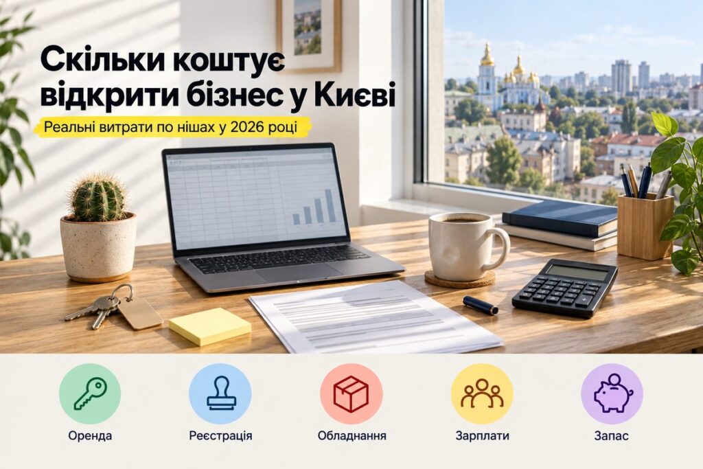 Скільки коштує відкрити бізнес у Києві у 2026 році: реальні витрати по нішах - обкладинка статті kiev-city.com.ua