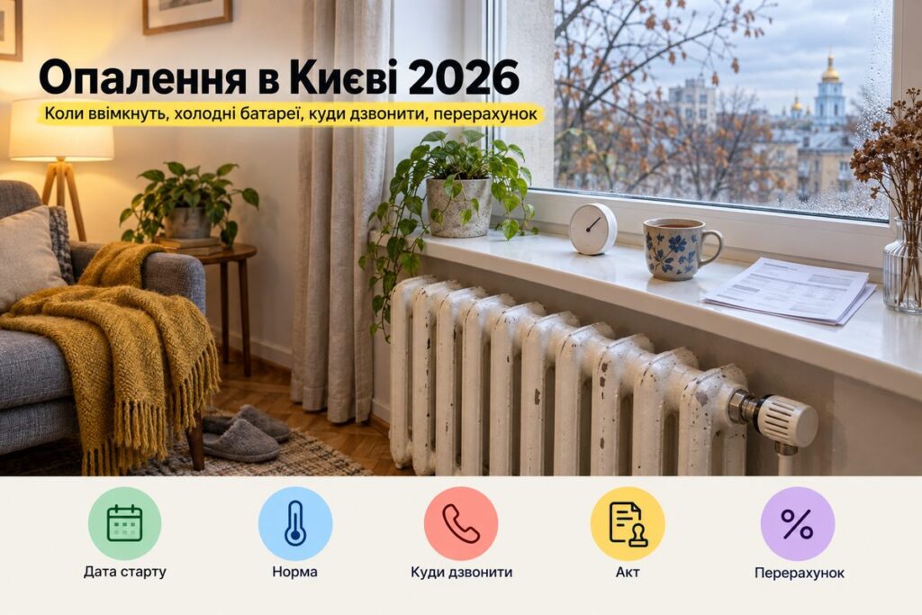 Радіатор під вікном київської квартири восени: обкладинка статті про опалювальний сезон 2026