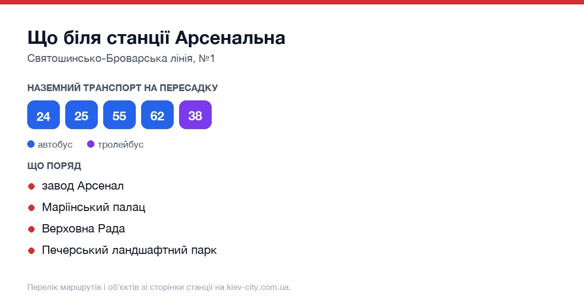 Наземний транспорт біля станції метро Арсенальна: маршрути автобусів і тролейбусів на пересадку