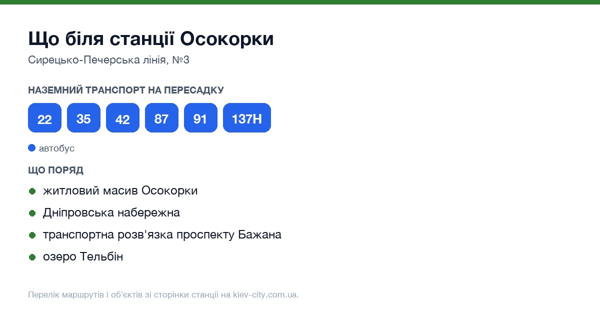 Наземний транспорт біля станції метро Осокорки: маршрути автобусів і тролейбусів на пересадку