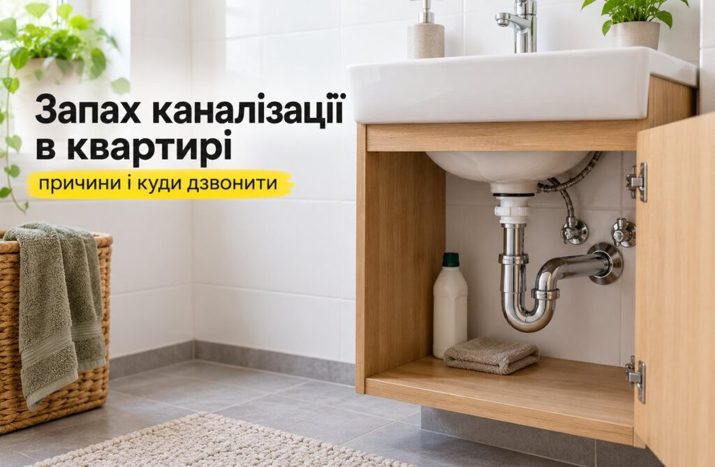 Запах каналізації в квартирі: причини і куди дзвонити Сифон під раковиною у ванній кімнаті з відчиненими дверцятами шафи